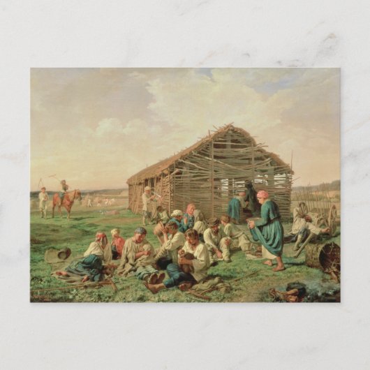 Rest tijdens het hagen, 1861 briefkaart (Voorkant)