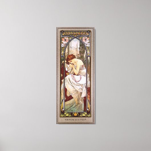 Rest van de nacht door Alphonse Mucha Canvas Afdruk (Voorkant)