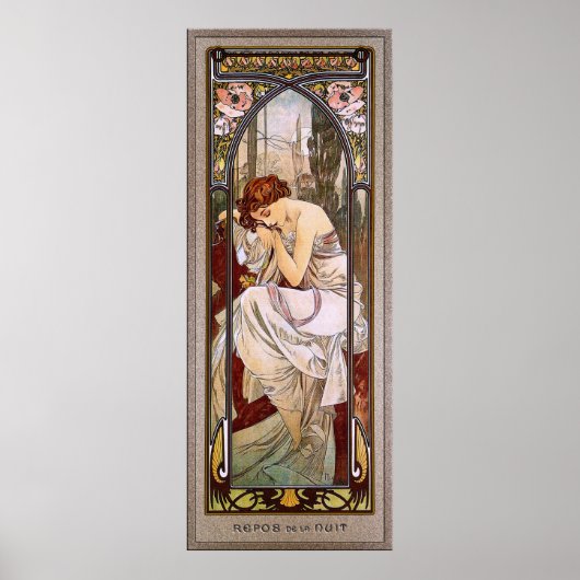 Rest van de nacht door Alphonse Mucha Poster (Voorkant)