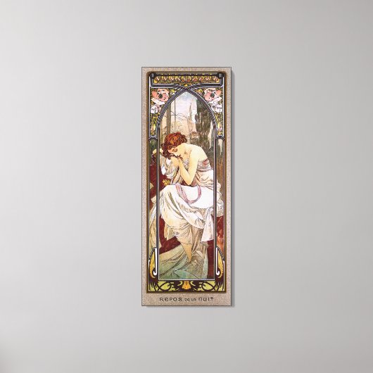 Rest van de Nacht van Alphonse Mucha Canvas Afdruk (Voorkant)