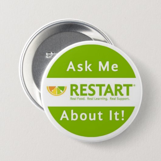 RESTART-instructeur, knop Ronde Button 7,6 Cm (Voorkant /achterkant)