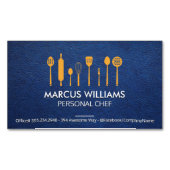 Restaurangereedschap | Chef | Blauwe Leer Magnetisch Visitekaartje (Voorkant)