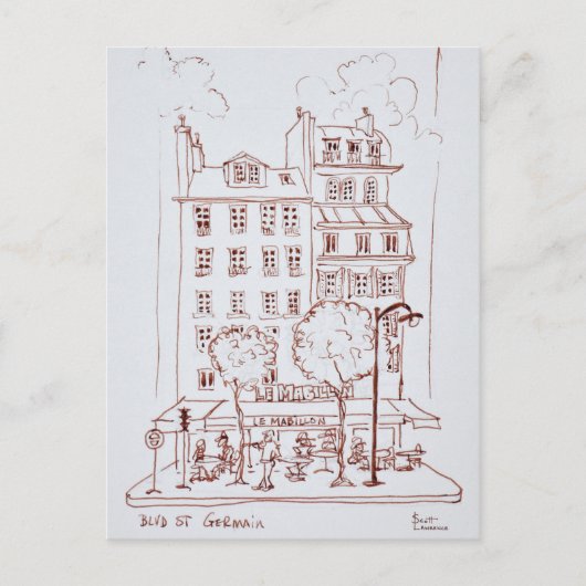 Restaurant aan de Boulevard | Saint-Germain, Parij Briefkaart (Voorkant)