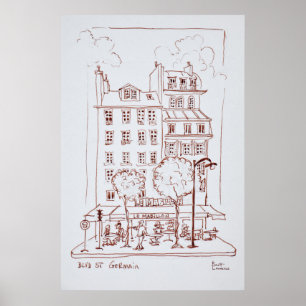 Restaurant aan de Boulevard Saint-Germain, Parij Poster