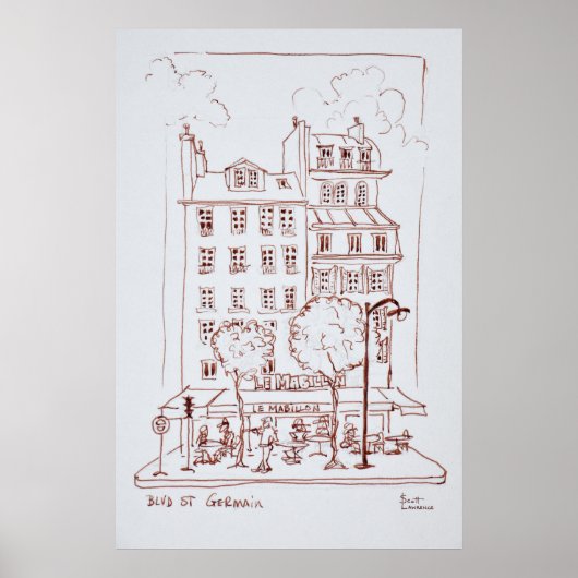 Restaurant aan de Boulevard | Saint-Germain, Parij Poster (Voorkant)