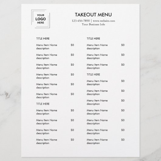 Restaurant Afhaal | Minimalistisch Logo Catering M Flyer (Voorkant)
