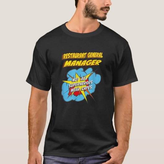 Restaurant Algemeen Manager Funny Superhero Job T. T-shirt (Voorkant)