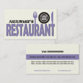 Restaurant bestek bord lavendel zwart ivoor visitekaartje (Voorkant / Achterkant)