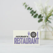 Restaurant bestek bord lavendel zwart ivoor visitekaartje (Staand voorkant)