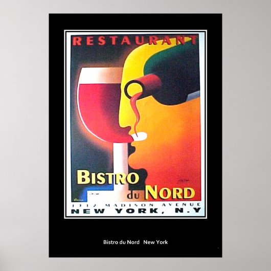 Restaurant Bistro Du Nord Retro Print (Voorkant)
