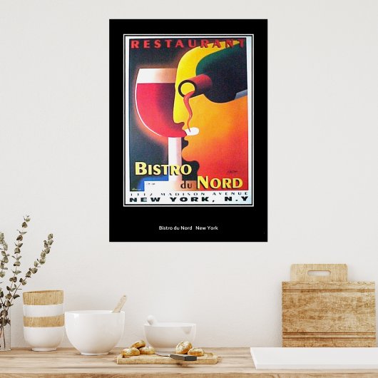 Restaurant Bistro Du Nord  Retro Print (Keuken)
