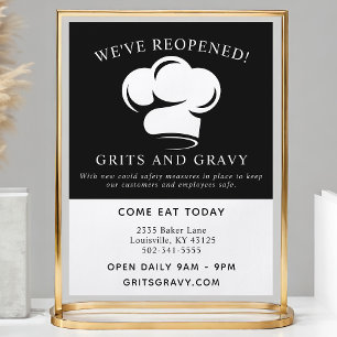 Restaurant Black White Chef Pet Covid Reopening Flyer