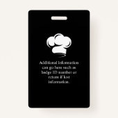Restaurant Black White Chef Pet Foto ID Badge (Achterkant)