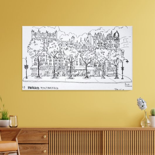 Restaurant Boulevard Montparnasse | Parijs, Frankr Canvas Afdruk (Insitu (Woonkamer))