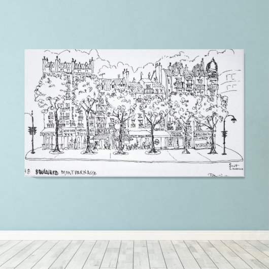 Restaurant Boulevard Montparnasse | Parijs, Frankr Canvas Afdruk (Insitu (Houten vloer))