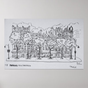 Restaurant Boulevard Montparnasse   Parijs, Frankr Poster