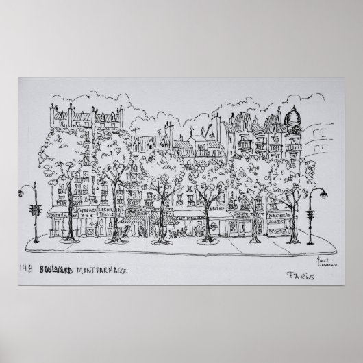 Restaurant Boulevard Montparnasse | Parijs, Frankr Poster (Voorkant)