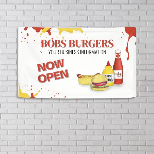 Restaurant Business Open Hamburger Sign Spandoek