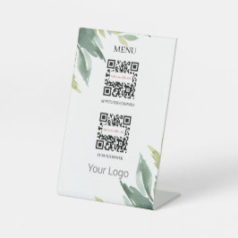 Restaurant Business QR Code Menu Uw Logo hier Reclamebord Met Voetstuk