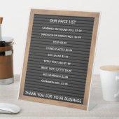 Restaurant Cafe Koffiewinkel Prijslijst Reclamebord Met Voetstuk (Insitu)