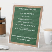 Restaurant Cafe Koffiewinkel Prijslijst Reclamebord Met Voetstuk (Insitu)