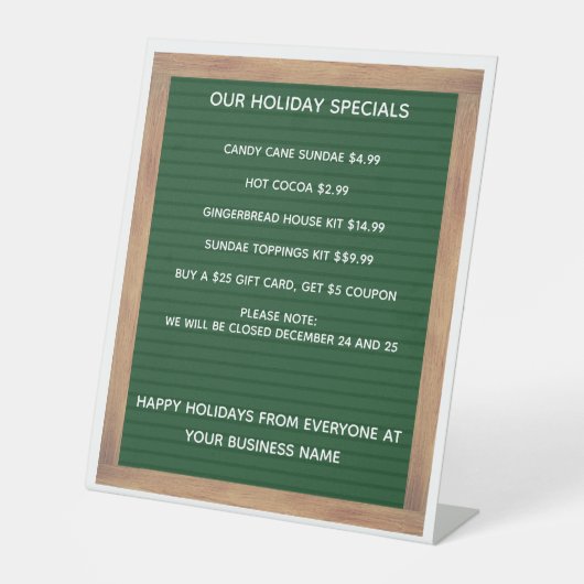 Restaurant Cafe Koffiewinkel Prijslijst Reclamebord Met Voetstuk (Voorkant)