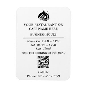 Restaurant Cafe QR Contact Openingstijden Magneet