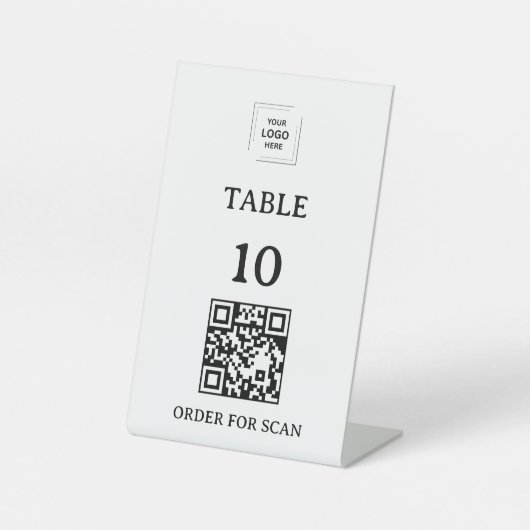 Restaurant Café Tafel Nummer QR Code Scan om te Be Reclamebord Met Voetstuk (Voorkant)
