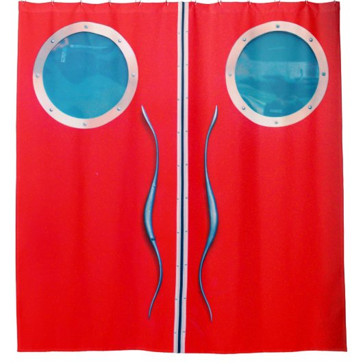  restaurant Café Zwingdeuren Rood Chroom Douchegordijn (Voorkant)