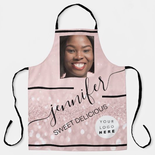 Restaurant Cakes Street Food Foto Logo Glitter Schort (Voorkant)