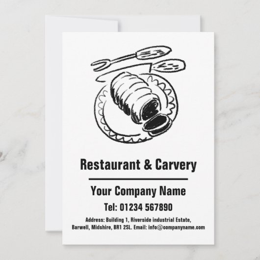 Restaurant & Carvery Cartoon Design Kaart (Voorkant)