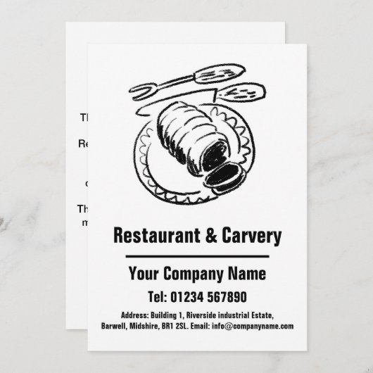Restaurant & Carvery Cartoon Design Kaart (Voorkant / Achterkant)