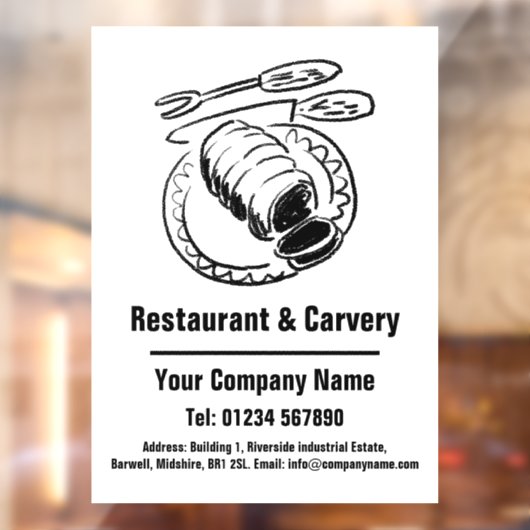Restaurant & Carvery Cartoon Ontwerp Raamsticker (Vel 2)