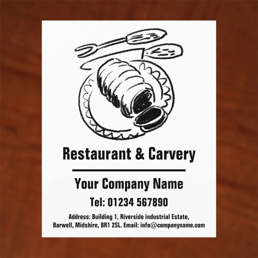 Restaurant & Carvery Cartoontjeontwerp Flyer