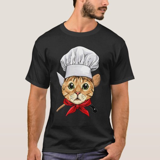 Restaurant Cat Kitten Chef Kitchen Cook Culinaire  T-shirt (Voorkant)