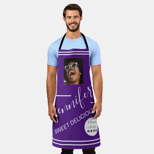 Restaurant Catering Foto Logo Coffee Shop Paars Schort (Gedragen)