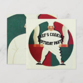 RESTAURANT CHEF COOKING BIRTHDAY ARTIJ INVITATIE KAART (Voorkant / Achterkant)