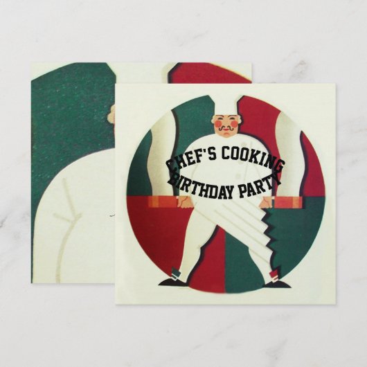 RESTAURANT CHEF COOKING BIRTHDAY ARTIJ INVITATIE KAART (Voorkant / Achterkant)