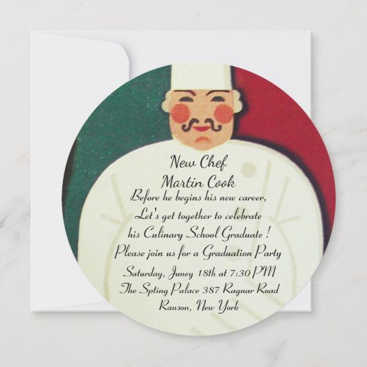 RESTAURANT CHEF COOKING CULINARY GRADUATION PARTIJ KAART (Achterkant)