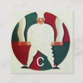 RESTAURANT CHEF COOKING FOOD,CATERENDE MONOGRAM VIERKANTE VISITEKAARTJE (Achterkant)