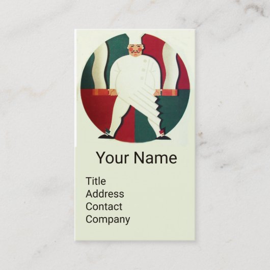 RESTAURANT CHEF COOKING FOOD,CATERENDE MONOGRAM VISITEKAARTJE (Voorkant)