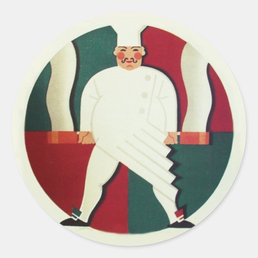 RESTAURANT CHEF COOKING FOOD,CATERING RONDE STICKER (Voorkant)