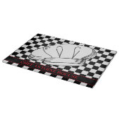 Restaurant Chef Pet op zwart en wit geruit Snijplank (Hoek)