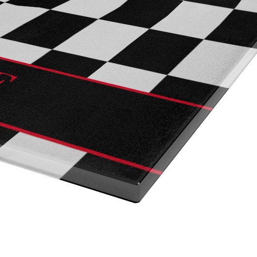 Restaurant Chef Pet op zwart en wit geruit Snijplank (Hoek)