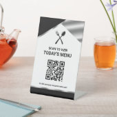 Restaurant Contactloos QR Code Zwart Menu Reclamebord Met Voetstuk (Insitu)