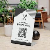 Restaurant Contactloos QR Code Zwart Menu Reclamebord Met Voetstuk