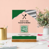 Restaurant Contactloze QR-code Groen Menu Acryl Bord (Huwelijk)