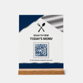 Restaurant Contactloze QR-code Navyblauw Menu Acryl Bord (Voorkant)