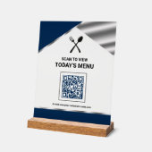 Restaurant Contactloze QR-code Navyblauw Menu Acryl Bord (Hoek)
