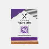 Restaurant Contactloze QR-code Paarse Menu Acryl Bord (Voorkant)